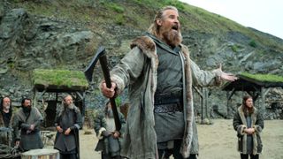 Erik the Red (Goran Visnjic) armed with an axe in "Vikings: Valhalla" season 3 